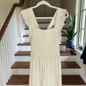 Elegant Cream Ruffle Strap Dress